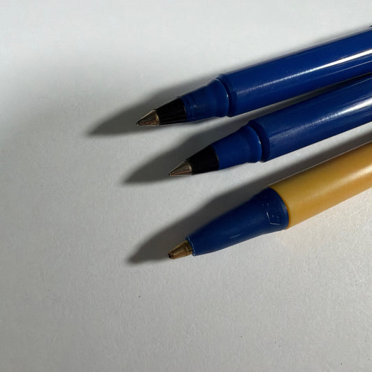 Lot of 3 Prozac Fluoxetine Hydrochloride Promo Pens BIC Micro Metal Blue Yellow