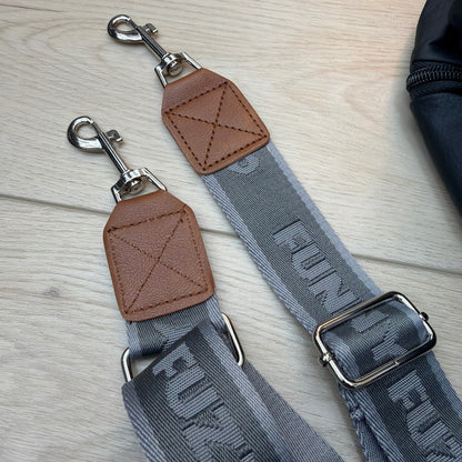 FunnyFuzzy Faux Leather Dog Car Seat Booster Bed with Straps Black/Gray