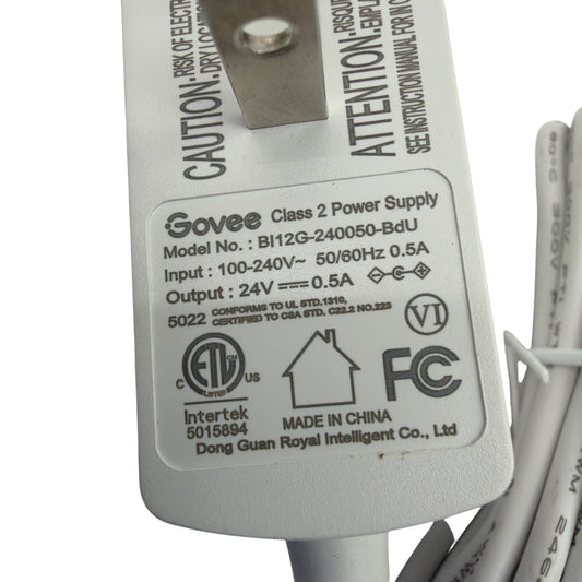 Govee Class 2 Power Supply Adapter 24V 0.5A BI12G-240050-BdU White