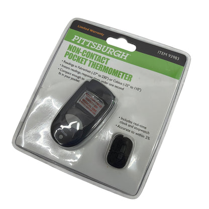 Pittsburgh 93983 Non-Contact Pocket Thermometer Infrared Digital Black New