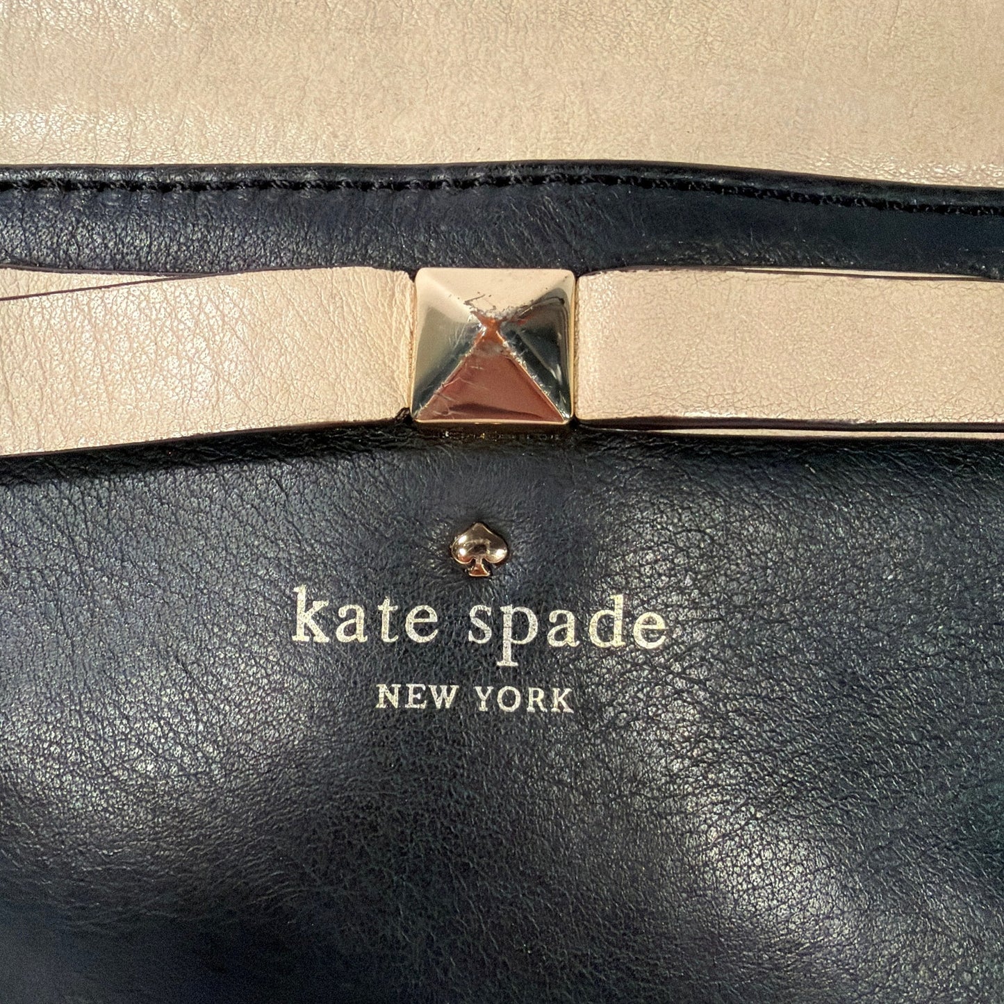 Kate Spade New York Black & Cream Leather Bow Crossbody Bag