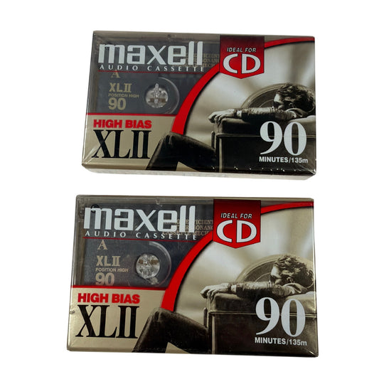 Lot of 2 Maxell XLII 90 High Bias Type II Blank Audio Cassette Tapes Sealed