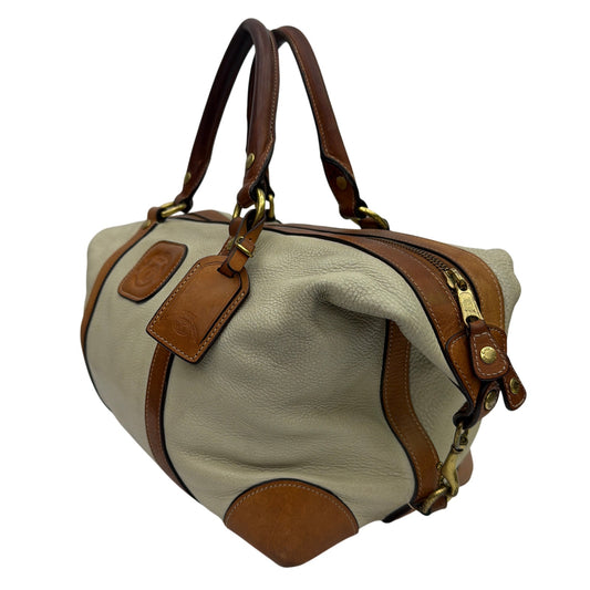 Ghurka Cavalier II No. 97 Weekender Duffel Bag Cream Leather Tan Trim