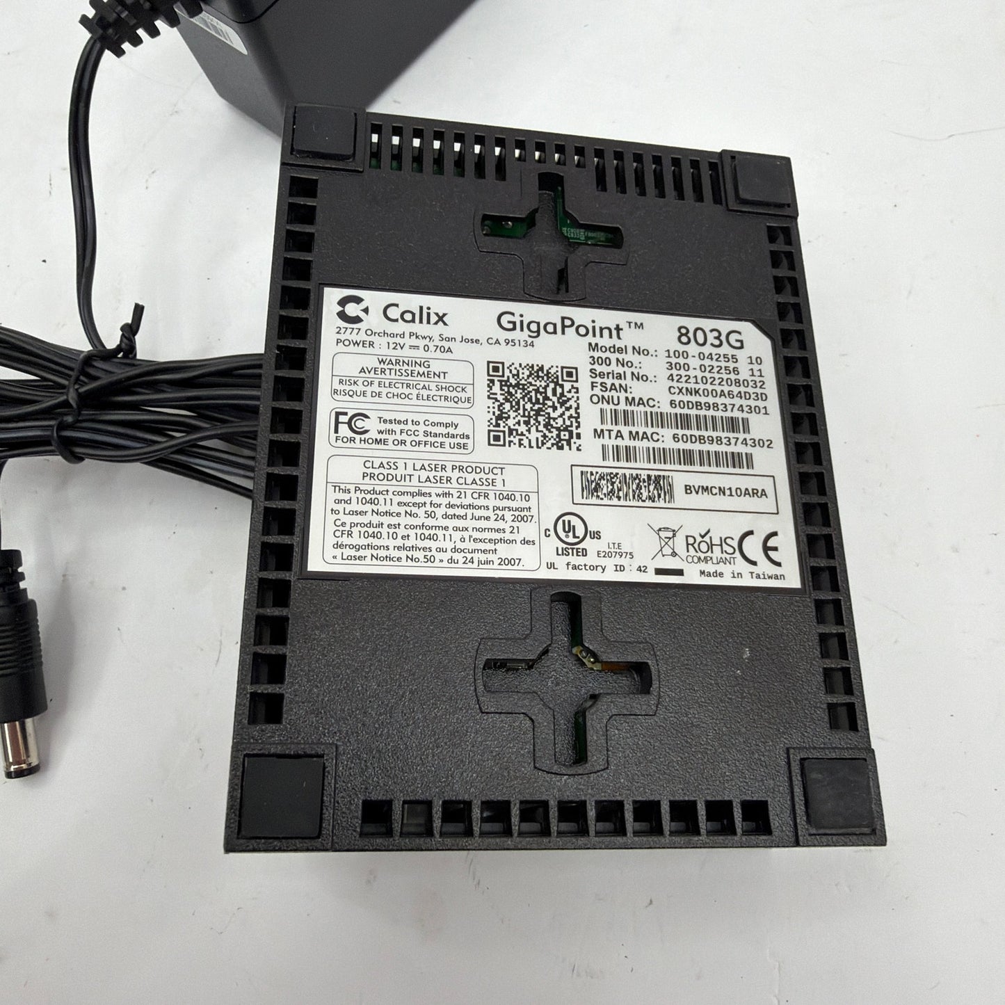 Calix GigaPoint 803G GPON Fiber ONT with Power Adapter