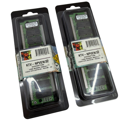 Lot of 2 Kingston KTV-NPVEN/32 32MB 72‑Pin SIMM Memory Modules (One Opened)