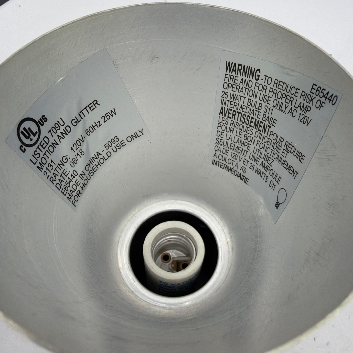 Motion and Glitter Model 709U Lava/Glitter Lamp Base Gold Metal 3.5in Top