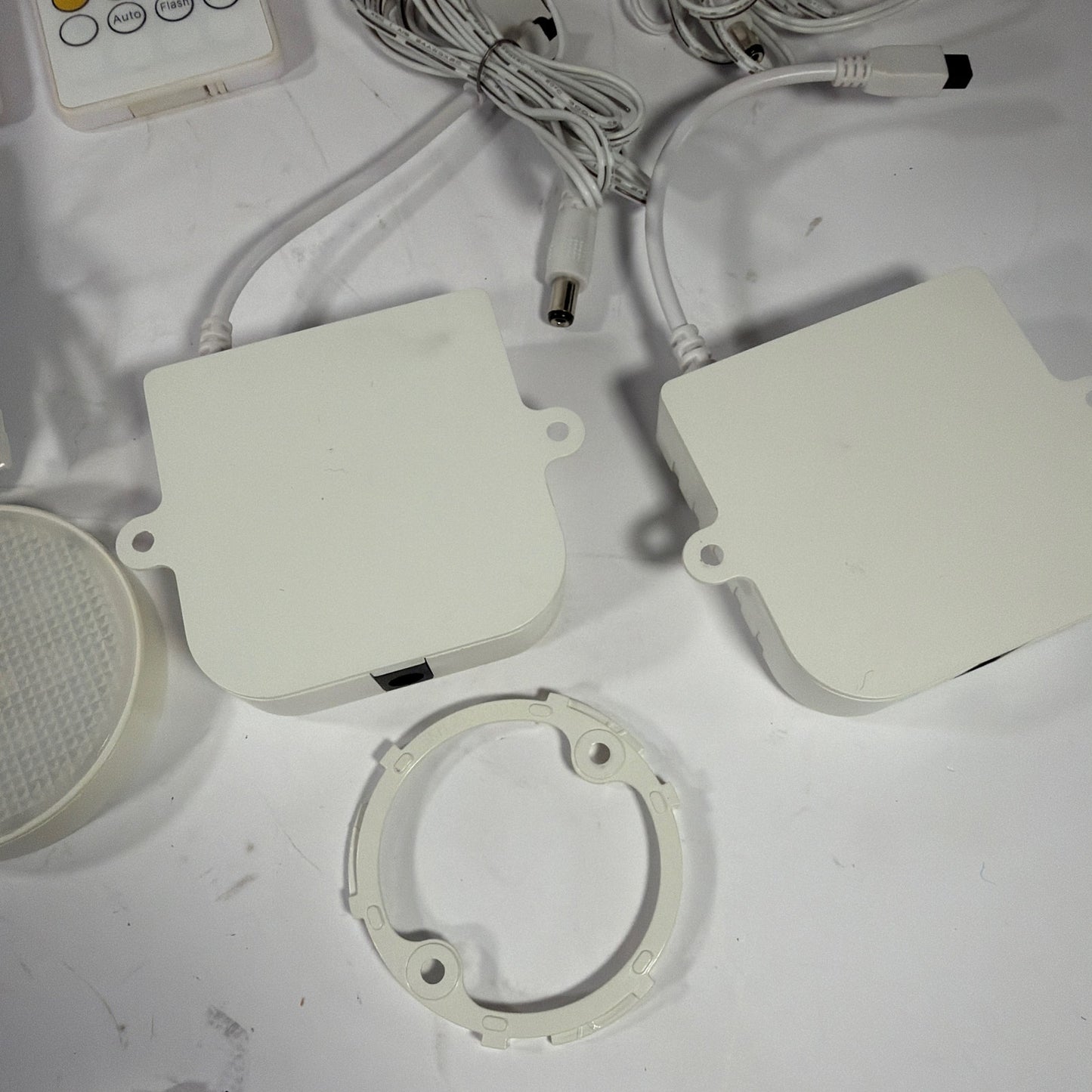 6 RGB LED Puck Lights Under Cabinet Kit w/ 2 Remotes & 2 Power Adapters Tested