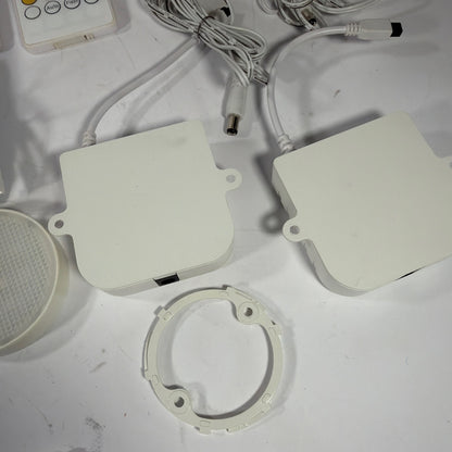 6 RGB LED Puck Lights Under Cabinet Kit w/ 2 Remotes & 2 Power Adapters Tested