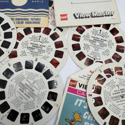 Vintage GAF View-Master Reel Lot Peanuts Charlie Brown, Herbie, Pluto + Sleeves