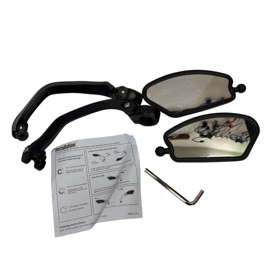 Universal Bike Handlebar Rearview Mirror Set Black 21-26mm Clamp Mount